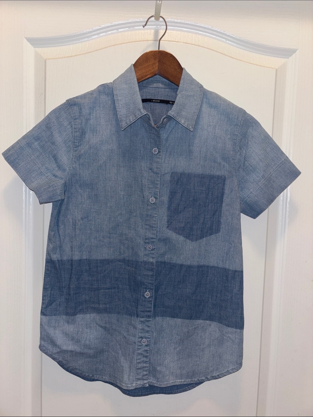 J Brand Two-Tone Blue Short Sleeve Button-Down Shirt Size XS Style JB000498